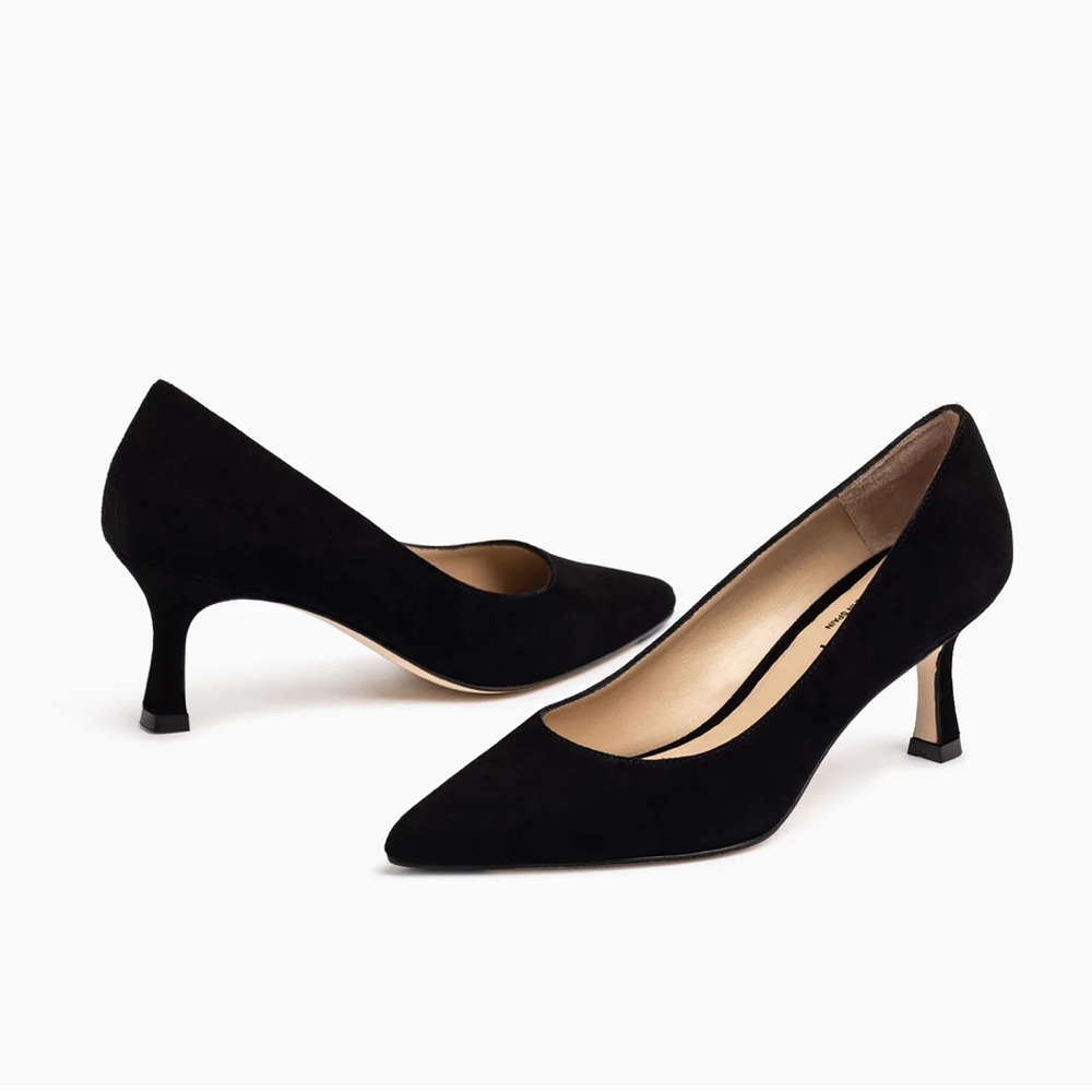 JON JOSEF Black Suede Chance Pumps